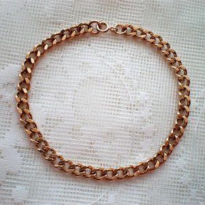 Vintage Unisex Russian USSR 14K 585 Rose Pink Gold Cuban Link Chain Bracelet